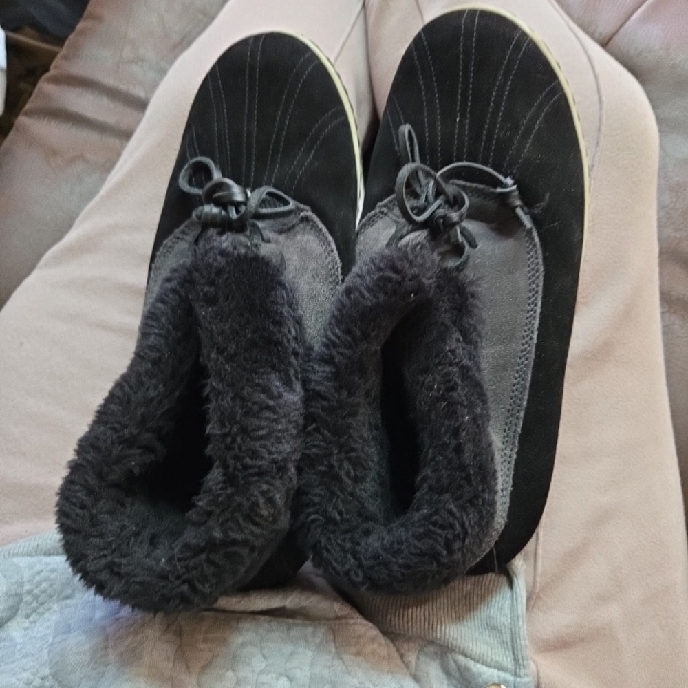 Sperry Women 10M Top-Sider faux Fur Lined Duck Boot black Suede Upper